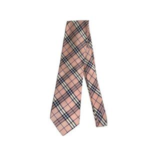 BURBERRYS Mens Pink Plaids Silk Necktie SOLD!